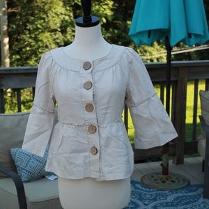 Kenzie Beige Cotton and Linen Jacket